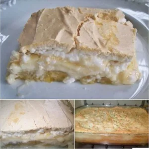 Torta de Banana com Creme e Suspiro