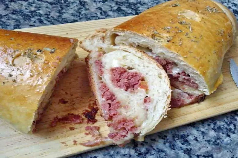 Pão Caseiro Recheado de Queijo e Presunto